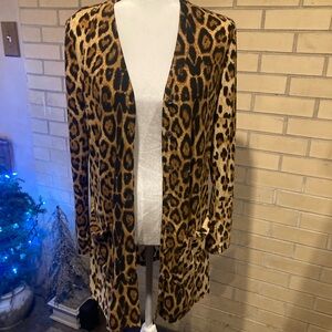 Leopard Print Open Front Cardigan